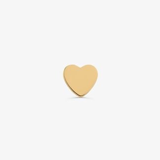 Brinco Único Coração em Ouro Amarelo 18k