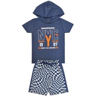 Conjunto com Capuz Infantil Masculino Marinho NYC