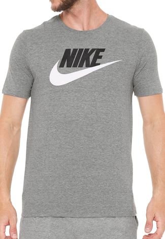 Camiseta Nike Masculina Sportswear Large Logo Cinza Mescla