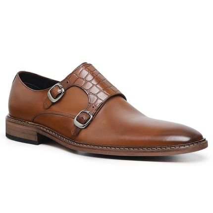 Sapato Social Masculino Monk Malbork Couro Marrom Sola Couro 36719M - Marca Malbork