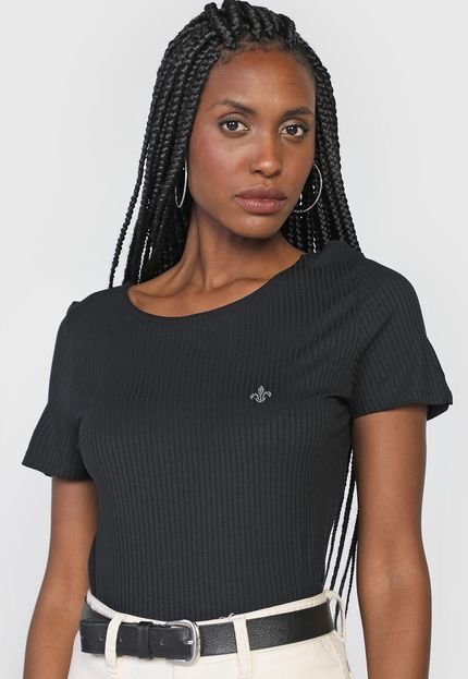 Blusa Dudalina Canelada Preta - Marca Dudalina