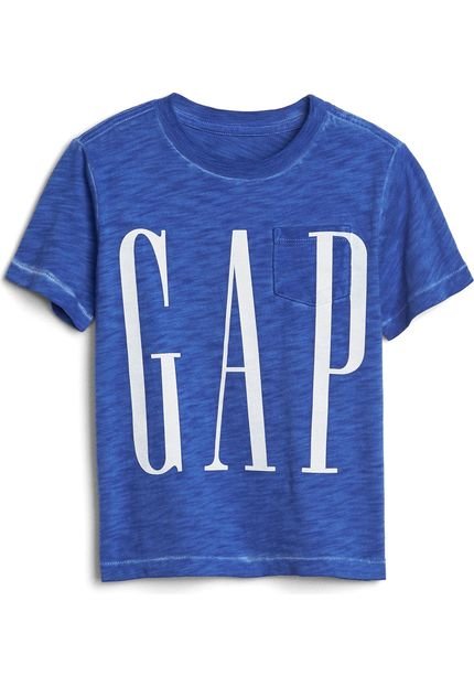 Camiseta GAP Infantil Logo Bolso Azul - Marca GAP