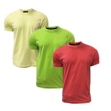 Kit com 3 Camisetas Lisas Básicas Modelagem Slim Casual Stecchi - Marca STECCHI MODA