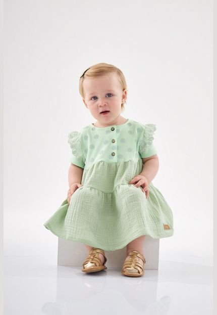 Vestido com Saia Texturizada Up Baby Verde - Marca Up Baby