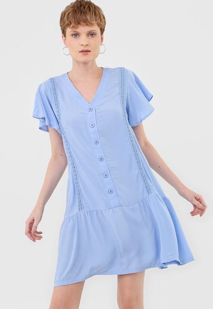 Vestido FiveBlu Curto Bordado Azul - Marca FiveBlu