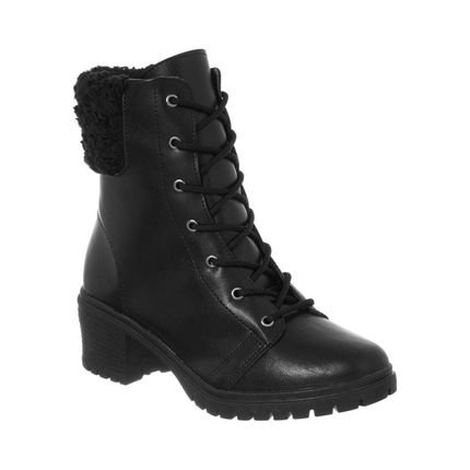 Bota Coturno Feminina Cano Curto Pelo Salto Tratorado Baixo Preto - Marca Stessy Shoes