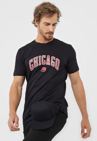 Camiseta New Era Chicago Bulls Preta