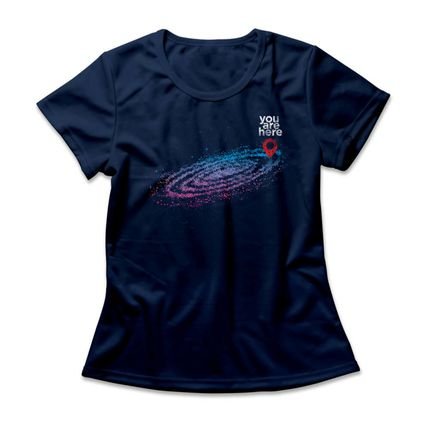 Camiseta Feminina Via Láctea - Azul Marinho - Marca Studio Geek 