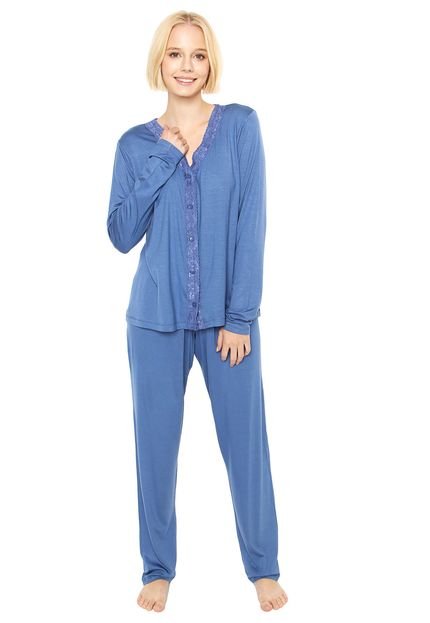 Pijama Bela Notte Liso Clássico Azul - Marca Bela Notte