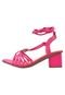 Sandália Rosa Chic Calçados Duquesa Salto Baixo Grosso Tiras Amarração Pink - Marca Rosa Chic Calçados