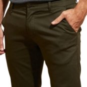 Calça de Sarja Chino Com Bolso Traseiro Embutido Alfaiataria Verde Militar - Marca HILMI