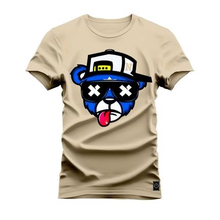 Camiseta Plus Size Algodão Estampada Premium Boné Bolado 2.0 - Bege - Marca Nexstar