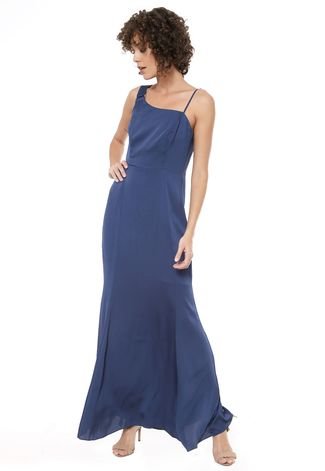 Vestido Ana Hickmann Longo Fivela Azul