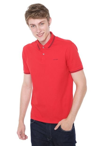 Camisa Polo Calvin Klein Reta Logo Vermelha - Marca Calvin Klein