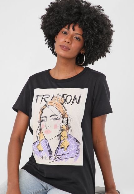 Camiseta Triton She Is Art Preta - Marca Triton