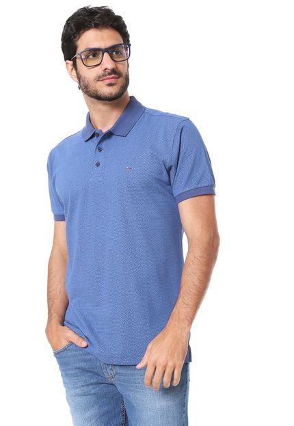 Camisa Polo Aramis Reta Estampada Azul - Marca Aramis