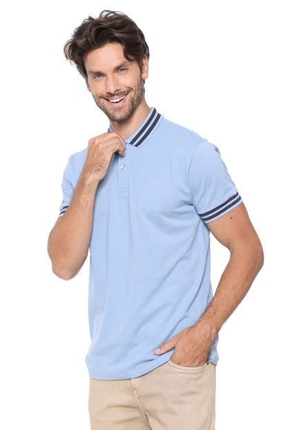 Camisa Polo Colcci Reta Listras Azul - Marca Colcci