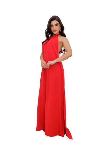 Vestido Longo Frente Única Lauara  Vermelho - Marca Cia do Vestido