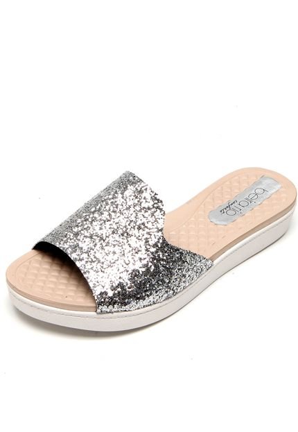 Rasteira Beira Rio Tira Glitter Prata - Marca Beira Rio