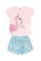 Conjunto Infantil Rovitex Short e Blusa Flamingo Rosa - Marca Santo Anjo Moda Infantil