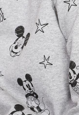 Blusa de Moletom Flanelada Fechada Cativa Disney Mickey Cinza