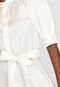 Vestido Lauren Ralph Lauren Midi Mangas Bufantes Off-White - Marca Lauren Ralph Lauren