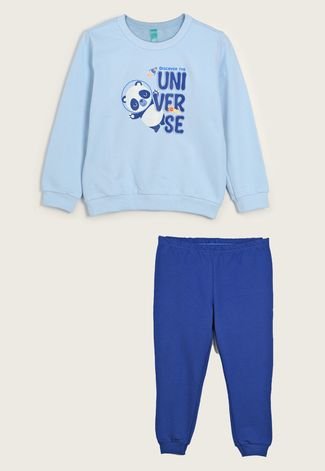 Pijama Infantil Malwee Kids Longo Panda Azul
