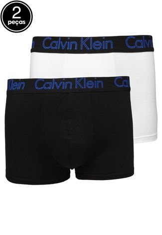 Kit 2pçs Cueca Calvin Klein Underwear Boxer Trunk Cotton Branco