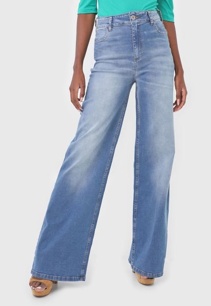 Calça Jeans Colcci Pantalona Estonada Azul - Marca Colcci