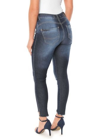 Calça Jeans Biotipo Skinny Cropped Barra Assimétrica  Azul