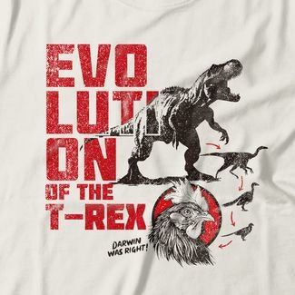 Camiseta Feminina Evolution Of The T-Rex - Off White