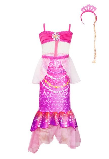 Fantasia Sulamericana Barbie Sereia das Pérolas Luxo Rosa - Marca Sulamericana