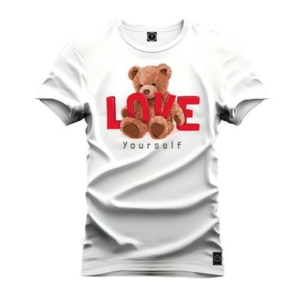 Camiseta Plus Size T-Shirt Confortável Estampada Urso Love Grau - Branco - Marca Nexstar