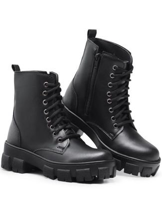 Bota Coturno  Feminino Tratorada Franca Griffe Preto