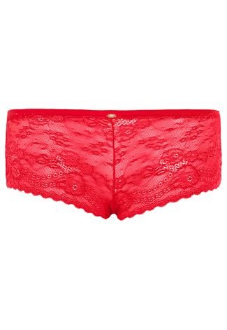 Calcinha Caleçon Calvin Klein Underwear Renda Naked Vermelha