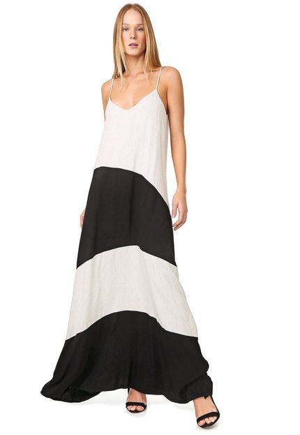 Vestido Calvin Klein Longo Color Block Off-white/Preto - Marca Calvin Klein