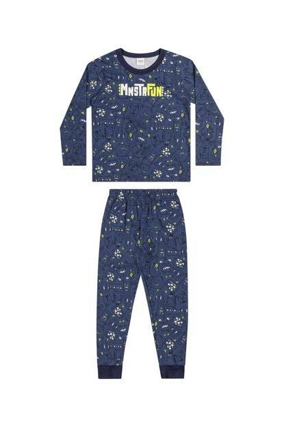 Pijama com Camiseta e Calça em Meia Malha Elian 12 Azul - Marca Elian