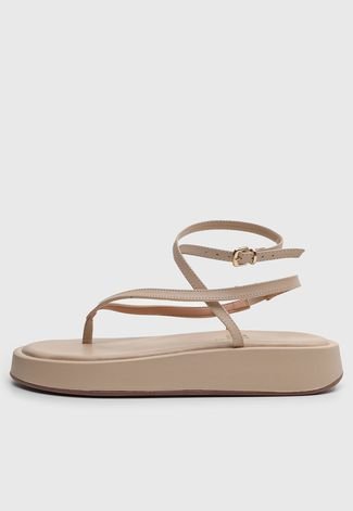 Sandália Tiras DAFITI SHOES Bege - Compre Agora