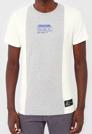 Camiseta S Starter Recortes Off-White/Cinza