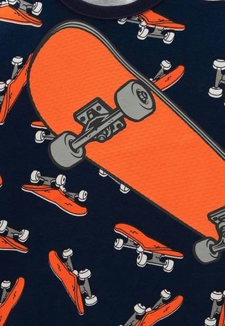 Camiseta Infantil Kyly Skate Azul-Marinho