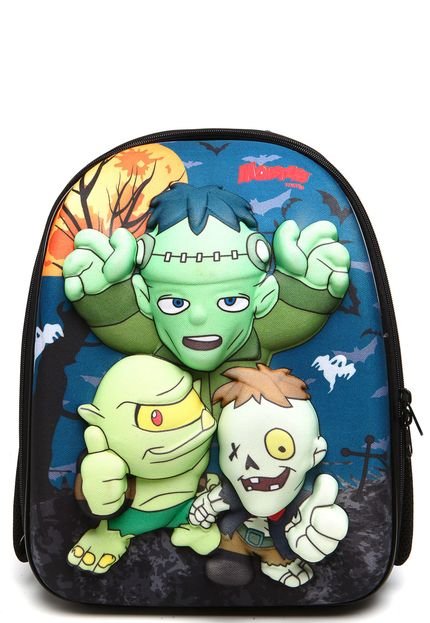 Mochila Max Toy Monsters Mania Azul/Verde - Marca Max Toy