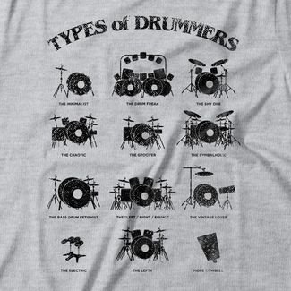 Camiseta Feminina Types Of Drummers - Mescla Cinza