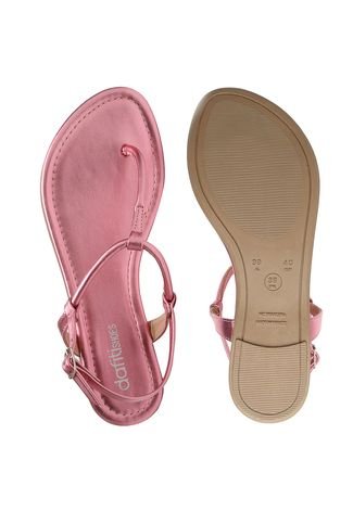 Rasteirinha Rasteira DAFITI SHOES Metalizada Rosa - Compre Agora