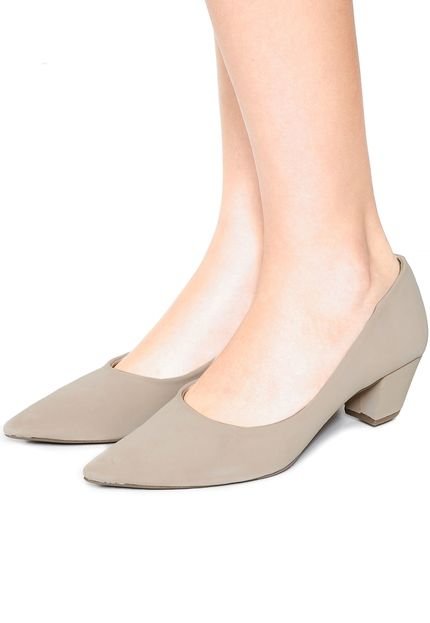 Scarpin Thelure Salto Grosso Bege - Marca Thelure