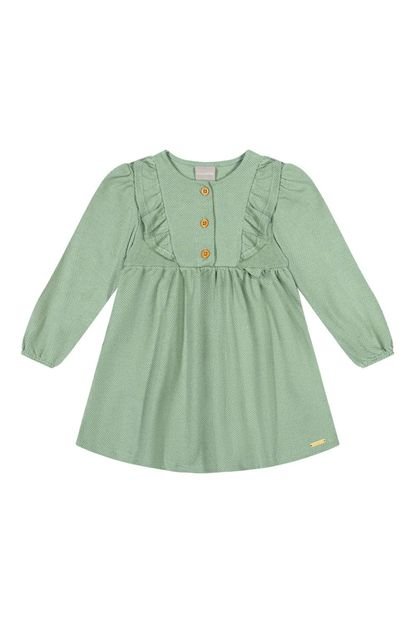 Vestido Infantil Menina Texturizado com Babado Colorittá Verde - Marca Colorittá