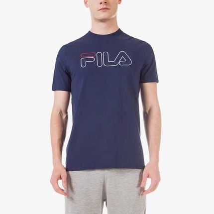 Camiseta Fila Letter Outline Masculina - Azul marinho/ Branco / Vermelho - Marca Fila