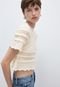 Blusa Cropped Tricot Mango Reta Babado Off-White - Marca Mango