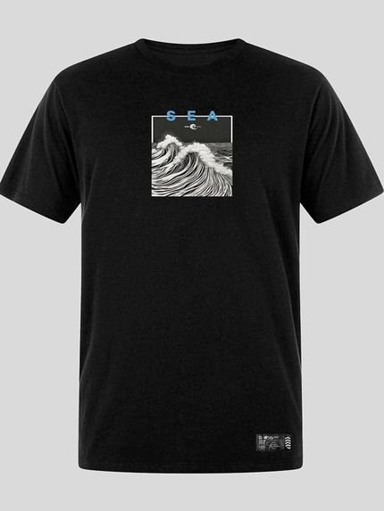 Camiseta Preta Plus Size Masculina Sea Wave Prime WSS - Marca WSS Brasil