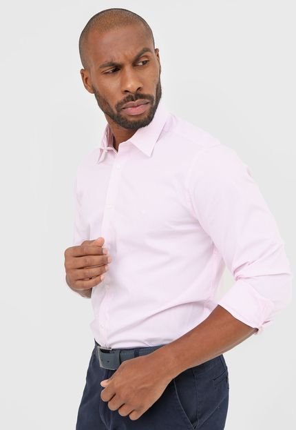 Camisa Calvin Klein Slim Listrado Branca/Rosa - Marca Calvin Klein
