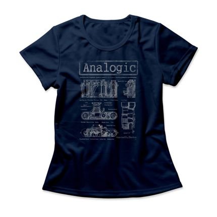 Camiseta Feminina Analog Camera - Azul Marinho - Marca Studio Geek 